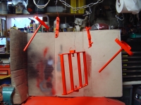  getting a coat of bright red paint